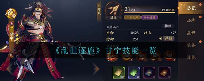 乱世逐鹿甘宁厉害吗